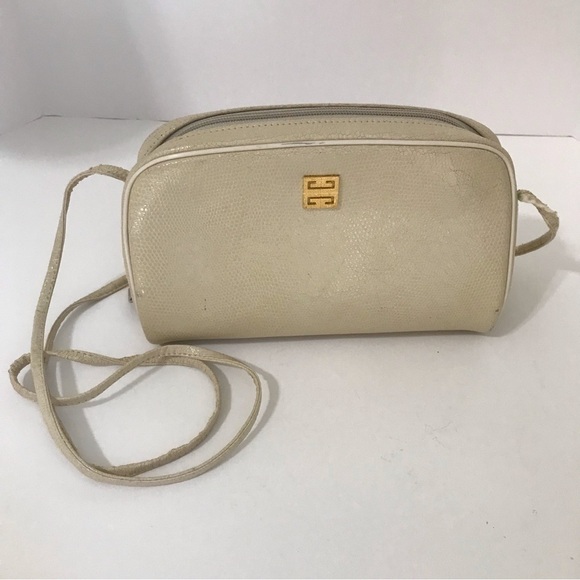 Vintage Givenchy Paris Genuine Leather Ivory Crossbody Bag - Picture 1 of 17